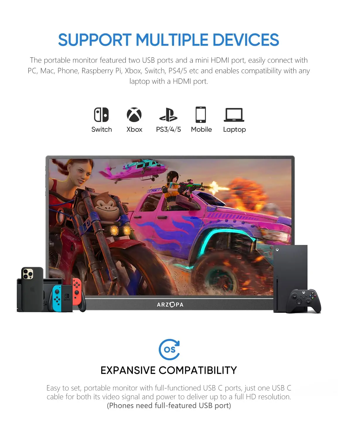 ARZOPA 16.1'' 144Hz Portable Gaming Monitor